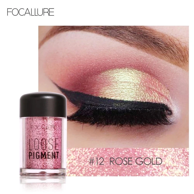 Focallure 18 Colors Single Glitter Eyeshadow Loose Powder Shimmer Pigment Eye Shadow Diamond Eye Makeup Cosmetics