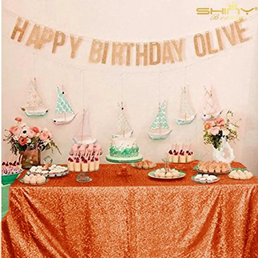  Sequin Tablecloth 60x102-Inch Sequin Table Cover Dessert Table Tablecloths Mermaid Orange Table Ski