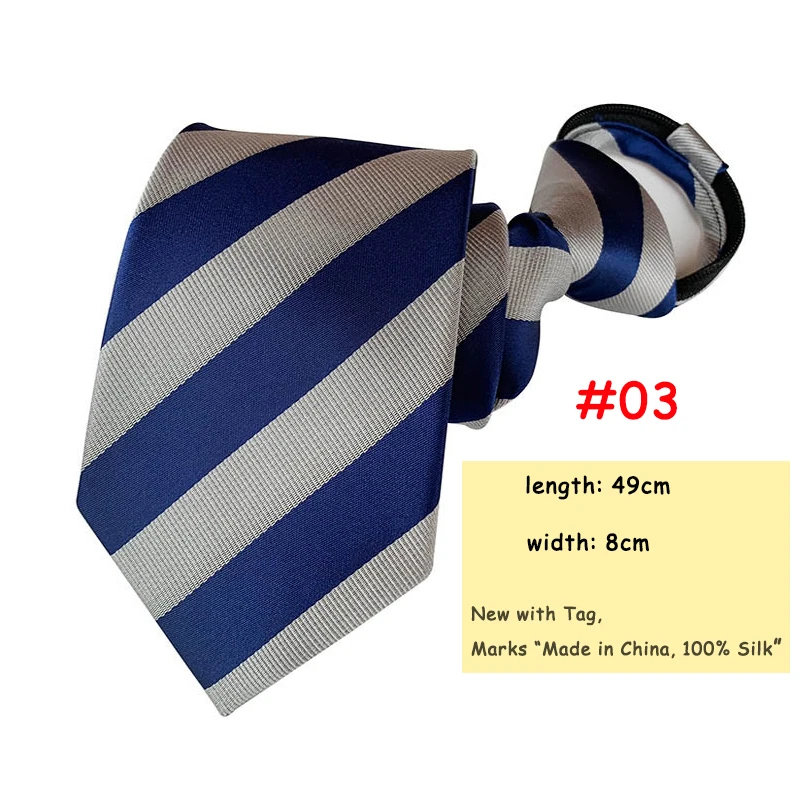 03 8CM Pre-tied Neck Ties For Men Adjustable Zipper Ties Striped Dots Paisley Men's Ties Bridegroom Party Dress Wedding Necktie - Цвет: 03