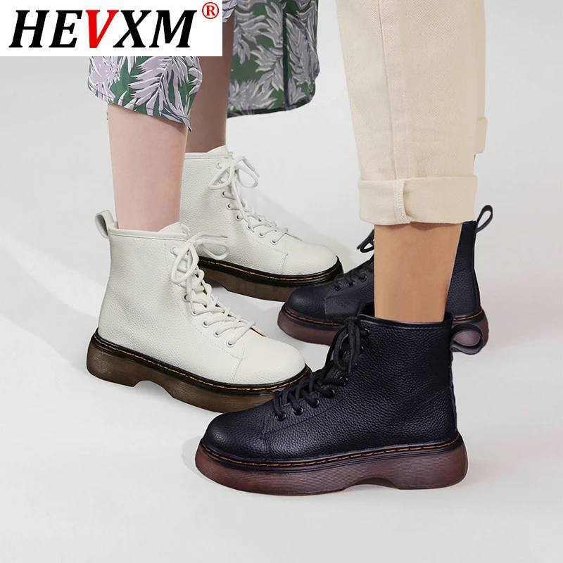 Zapatos de cuero con cordones blancos para mujer, botas con suelas gruesas  Marten para mujer, botines individuales británicos de primavera, botas  cortas a la moda 2021|Botas hasta el tobillo| - AliExpress