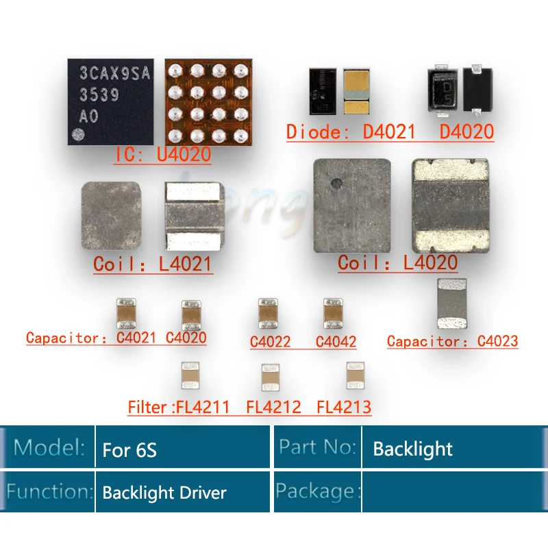 5 компл./лот подсветка fix комплект для iPhone 6S ic U4020+ катушка L4020+ L4021+ диод D4020+ D4021+ конденсатор с алюминиевой крышкой, C4022 C4023 C4021+ Масляный фильтр