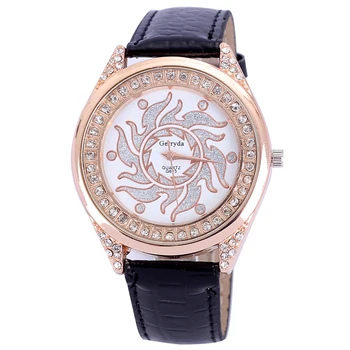 

New Brand Fashion Luxury Rhinestone Crystal Women Watch Casual Waterproof Quartz Women Watch Leather Strap Relogio Feminino