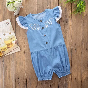

Baby Girl Clothes 2020 INS Children Clothing Summer Models Girls Thin Denim Sleeveless Jumpsuit Short Jumper Kids Clothes