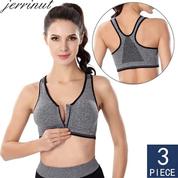 

3pcs Push Up Bralette Bras For Women Seamless Bra with Padded Front Zipper Sport Brassiere Wirefree Bralette Fitness Tops