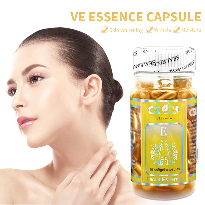 90pcs/box Vitamin E Capsule Face Serum Spot Acne Removing Moisturizing