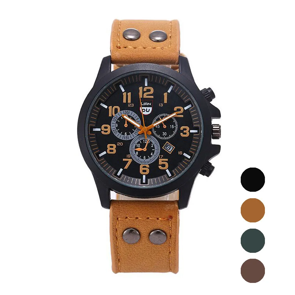 Vintage Classic Watch Men Watches Stainless Steel Waterproof Date Leather Strap Sport Quartz Army relogio masculino reloj