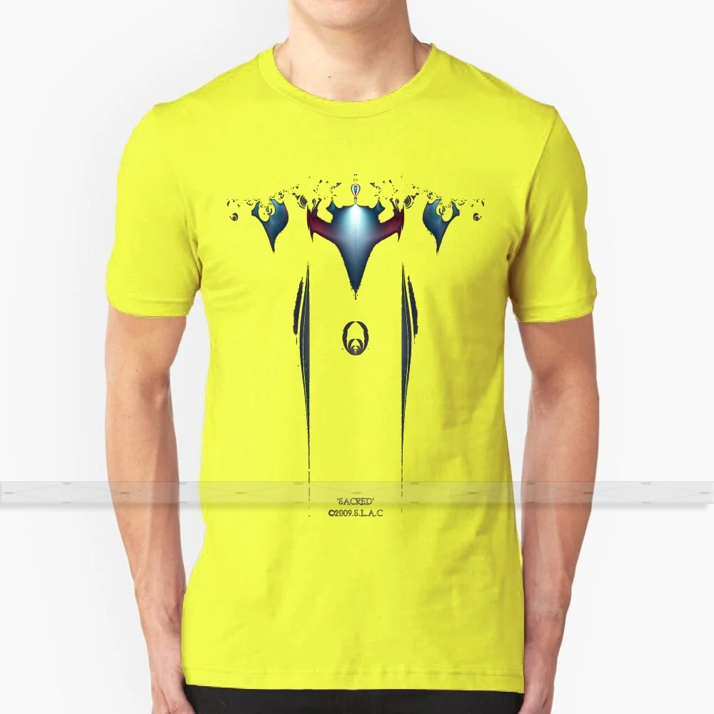 Sacred tee T Shirt Custom Design Cotton For Men Women - Summer Tops skull feathers fractal totem | Мужская одежда