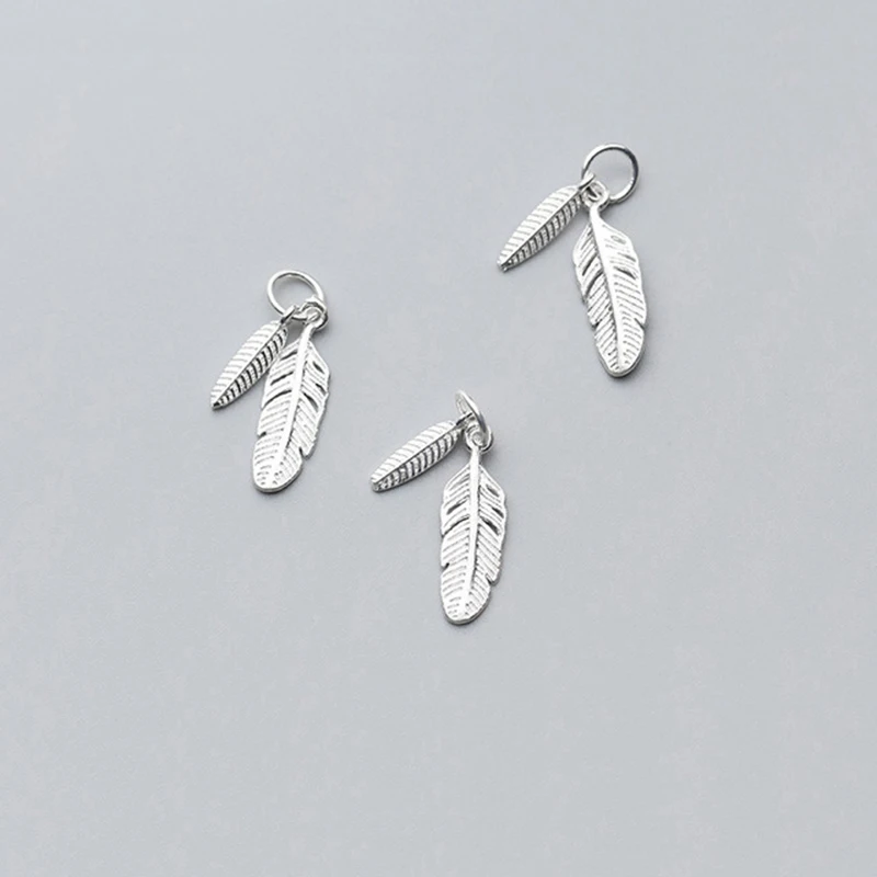 Silver MINGXUAN, 20*6 мм, 925 пробы, серебро, перо, соединение, шарм, подвеска, серьги, настройки для Diy, ожерелье, для изготовления украшений вручную - Окраска металла: Silver