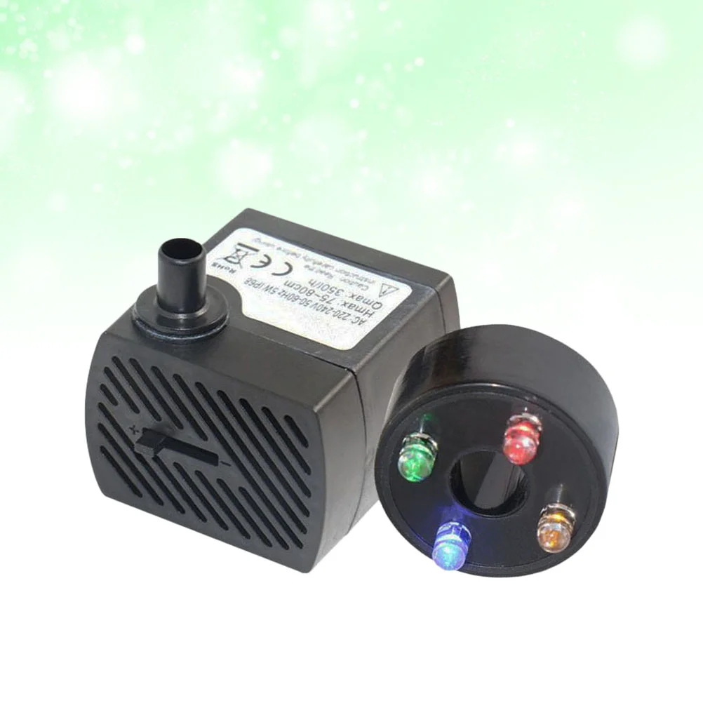 2W Aquarium Circulation Submersible Pump Fish Tank Mini with 4 LED Light US Plug Black | Дом и сад