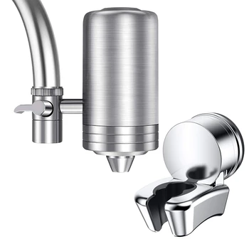 

1 Pcs Vacuum Suction Cup Shower Head Holder & 1 Pcs Faucet Water Filter Water Faucet Filtration System