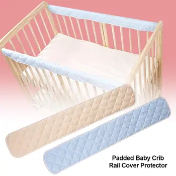 

Cotton Padded Baby Bumpers Crib Rail Cover Set Crib Rail Teething Guard Bed Rails For Toddlers Cover With ElasticTies For Secure