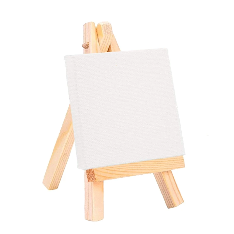 24Set Artists 5 Inch Mini Easel+3 Inch X3 Inch Mini Canvas Set Painting Craft DIY Drawing Small Table Easel Gift