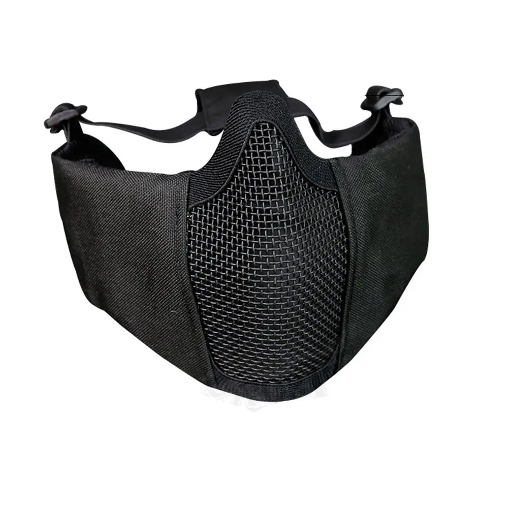 Foldable Tactical Half Face Protective Mask Mesh Lower Face Mask with Ear Protection for Military Paintball Hunting Airsoft