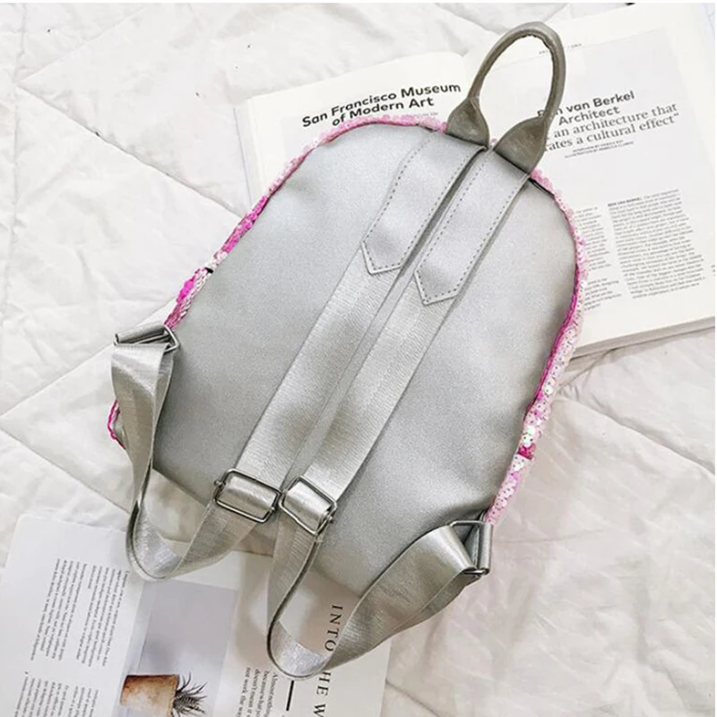 Рюкзак с разноцветными блестками и изображением единорога модная блестящая