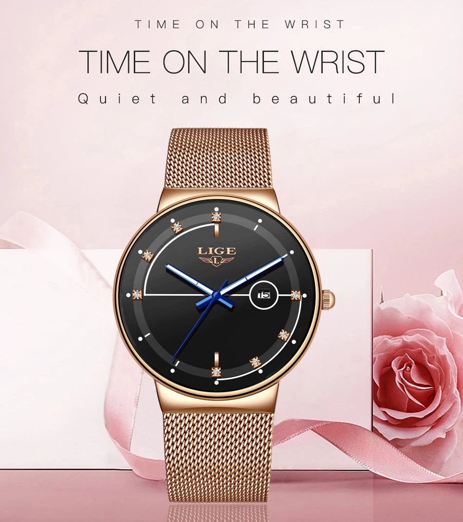 Reloj Mujer LIGE новые женские роскошные брендовые часы простые Кварцевые женские водонепроницаемые наручные часы женские модные повседневные часы