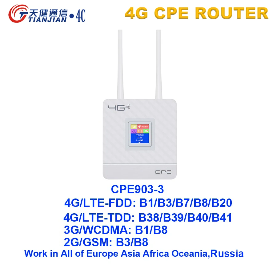 CPE903 LTE 3G 4G Router CAT4 mobile WiFi hotspot Router 4g sim card external antenna for IP Camera/Outside WiFi Coverage 