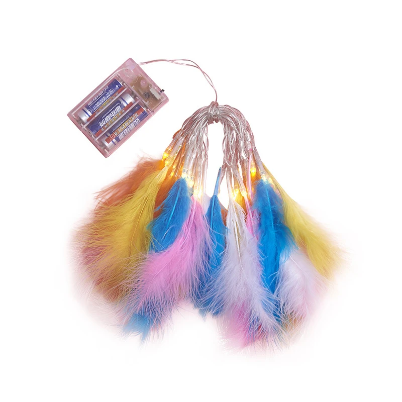 Светодиодный гирлянды с перо крылья феи ручной работы год крючок номер окна свадебное праздничное мероприятие лампа 1,5 м - Испускаемый цвет: Colorful