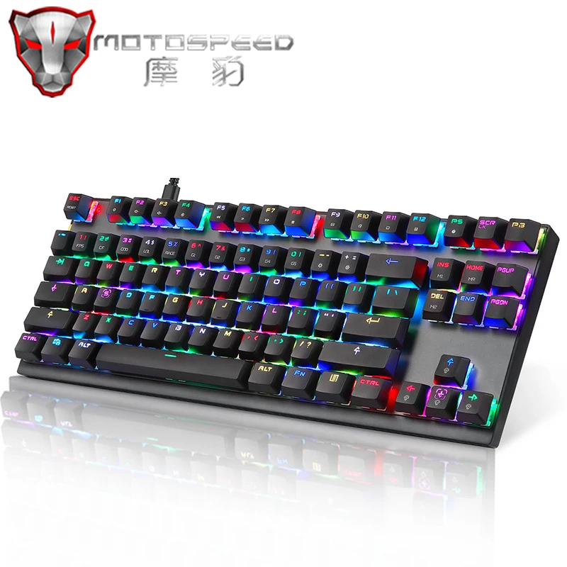 English/Russian Motospeed K82 RGB Gaming Mechanical Keyboard Blue/Red Switch LED Backlight USB Wired Ergonomics Laser Keyboard