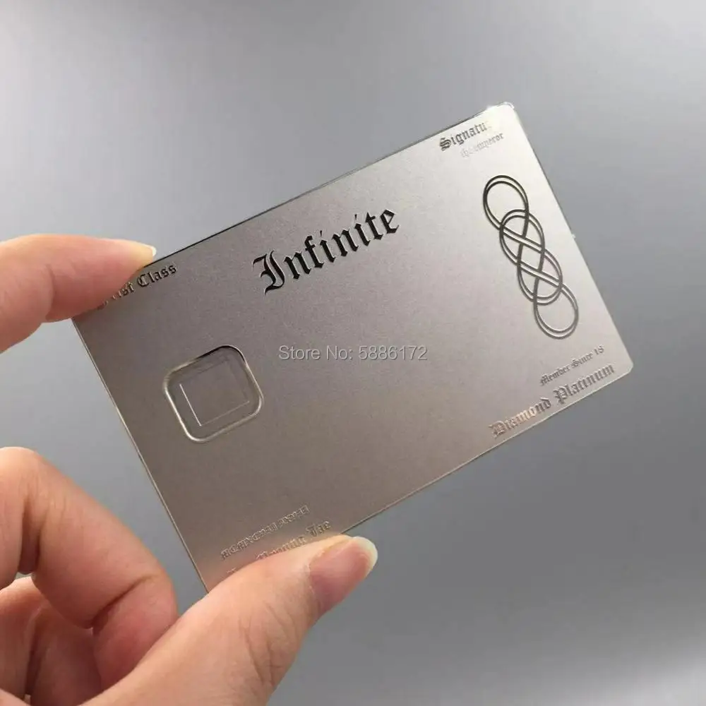 

Stainless steel metal card with chip fix position back side with magnetic stripe