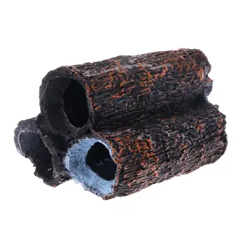 

2020 New Aquarium Fish Tank Shrimp 3-Tube Pipes Cave Shelter Resin Breeding Hide House