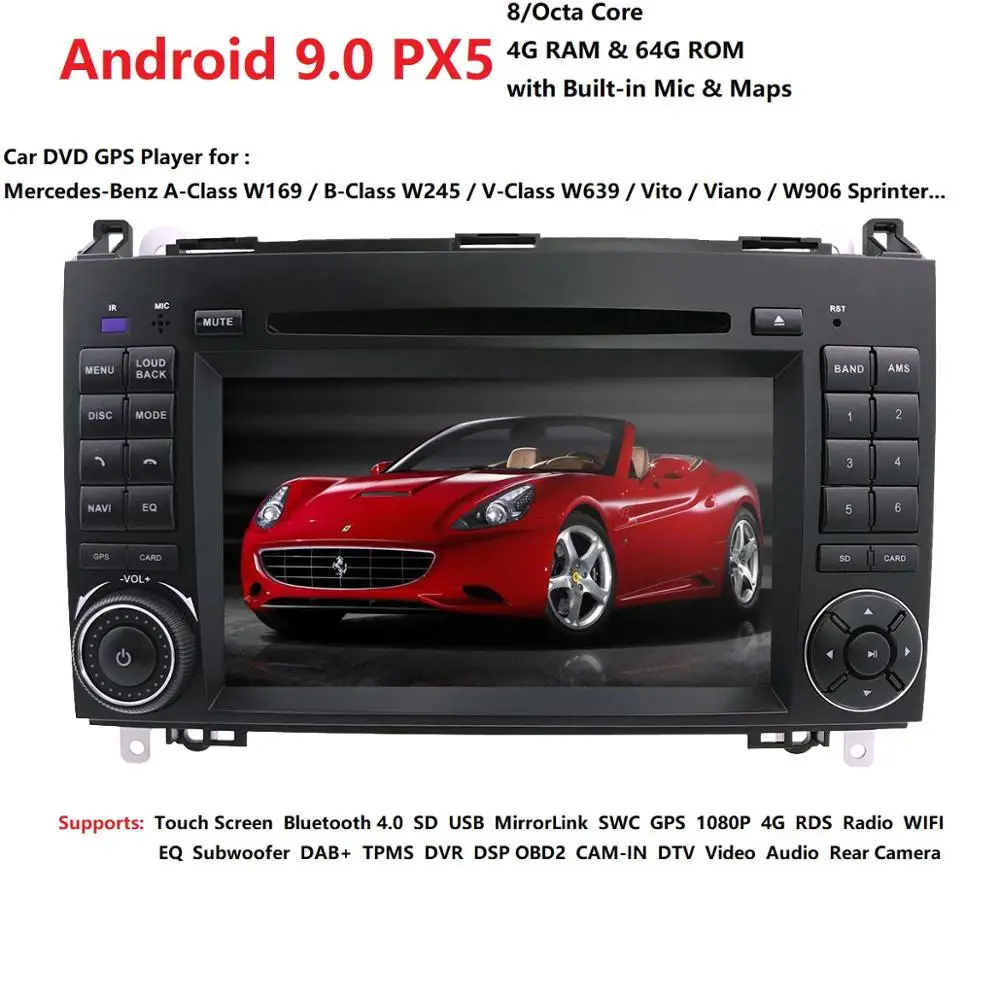 Discount PX5 4G Car DVD Player GPS Navigation For Mercedes Benz Sprinter W209 W169 W245 Viano Vito B-Class B150 B170 B200 A160 A180 Radio 4