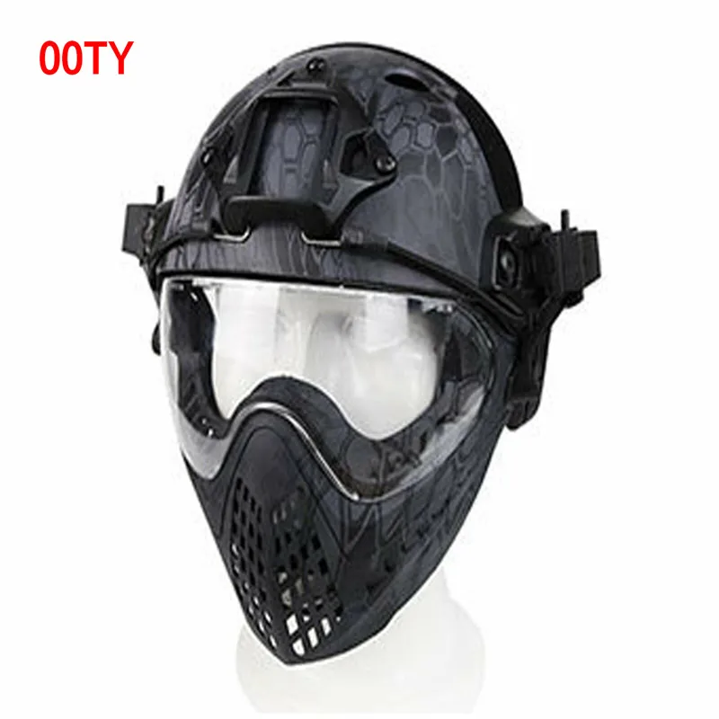 New Military Tactical Protective Helmet Airsoft Full Face Protection with Goggle Len Full Face Motorcycle Helmet - Цвет: 00TY