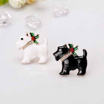 

3pcs/Lot Fashion Christmas dog Brooch Crystal cute cartoon Brooches Pins Favorite Gift For New Year Christmas