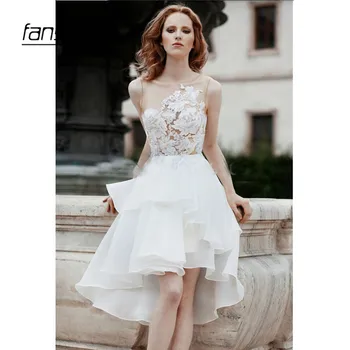 

Elegant Simple Wedding Dresses Lace Appliques Bride Dress Garden Short Wedding Dress White/Ivory Wedding Dresses
