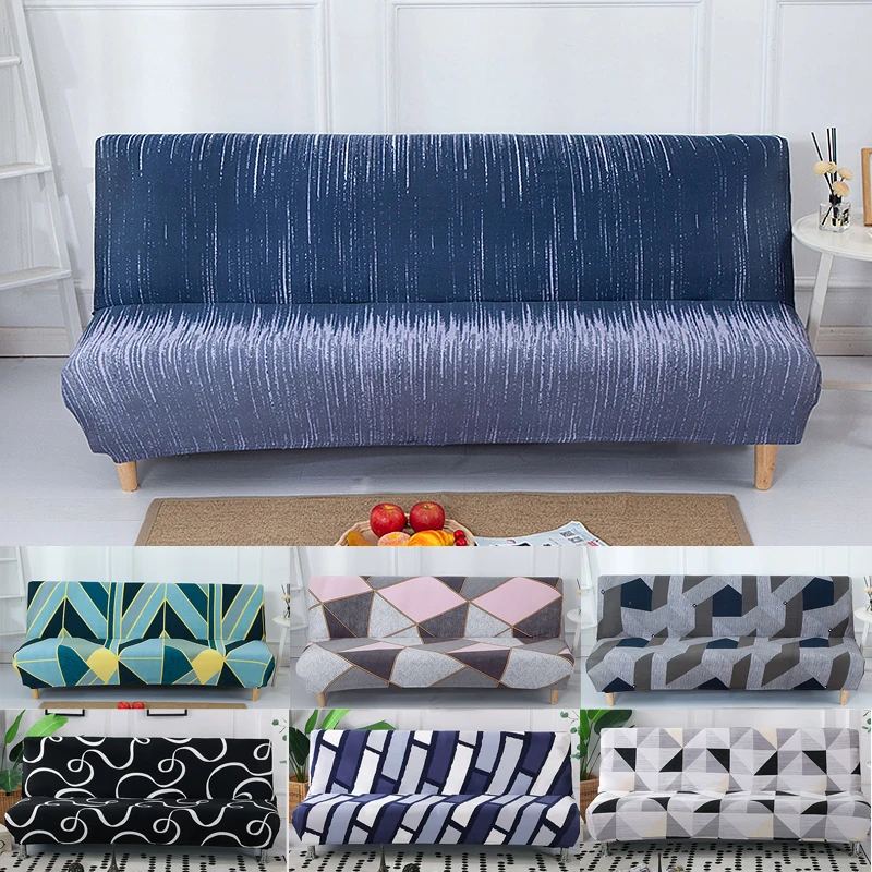 sofa bed cover spandex for living room elastic material geometric printed stretch slipcover sofa without armrest