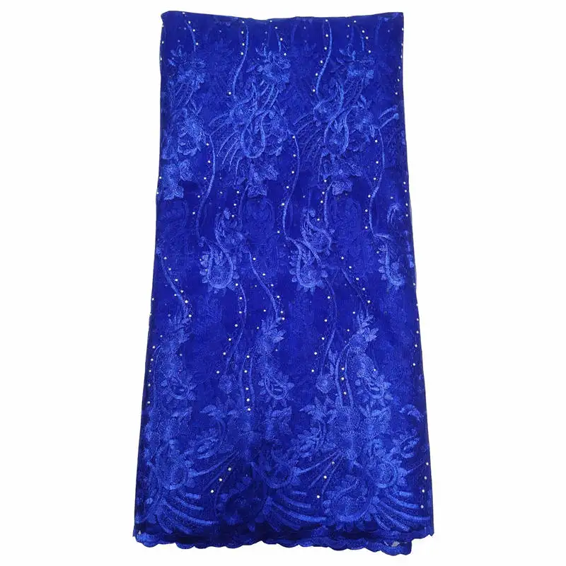 royal blue Высокое качество, африканская французская кружевная ткань, синяя швейцарская вуаль, швейцарское кружево с камнями, кружевная ткань - Цвет: royal blue