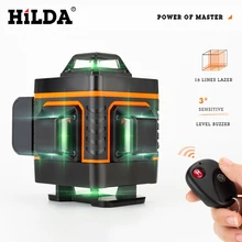HILDA 12/16 Lines 3/4D Laser Level Level Self-Leveling 360 Horizontal And Vertical Cross Super Powerful Green Laser Level