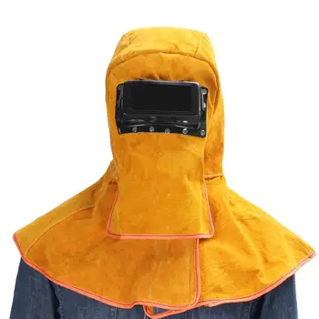 

Leather Hood Welding Helmet Mask Solar Auto Darkening Welder Security Protection Shawl Helmet Heat Insulation Anti-Spatter