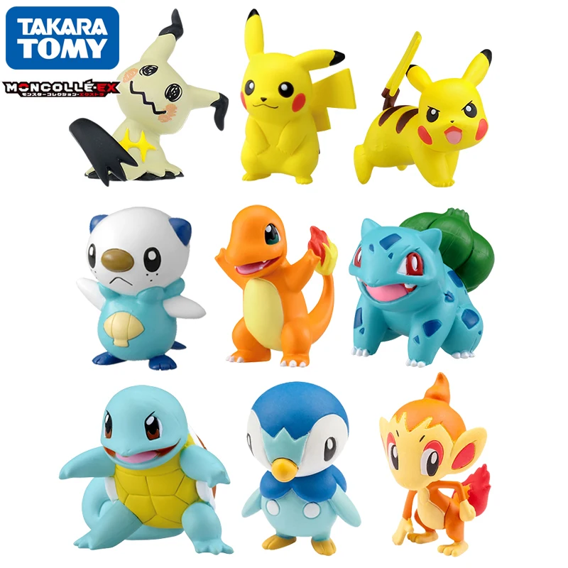 Tomy Pokemon 4-6cm Charmander Popplio Litten Pikachu Rowlet Treecko Eevee Fennekin Greninja Anime Action Figure Dolls Toy