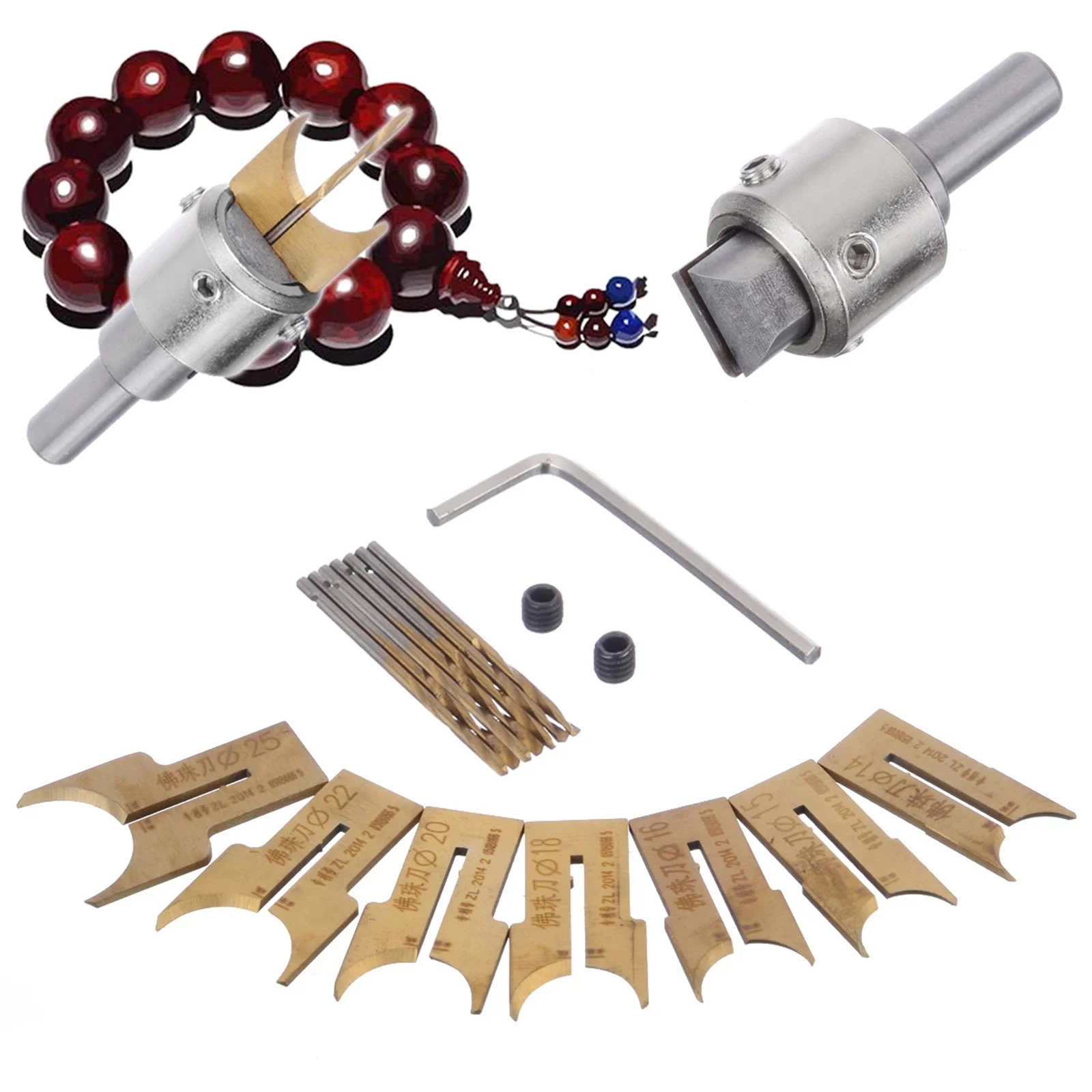 16 Pcs Wooden Bead Maker Beads Drill Bit Milling Cutter Set Woodworking Tool Kit