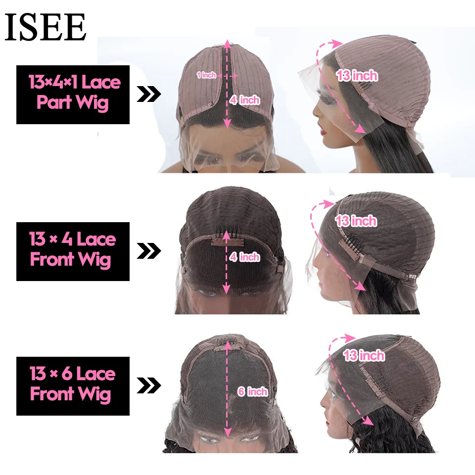 ISEE HAIR Deep Wave Wigs 13X4X1 T Part Lace Front Human Hair Wigs For Women Brazilian Deep Wave Human Hair Wigs