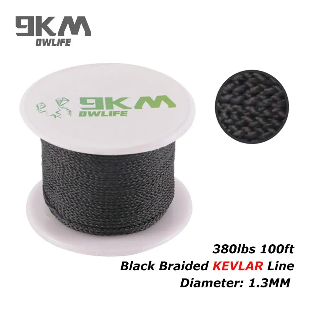 

Black Braided Kevlar Line Fishing High Strength 100ft/30.4m 380lb Auxiliary Hiking Working Fire-resistant Line Outdoor Camping