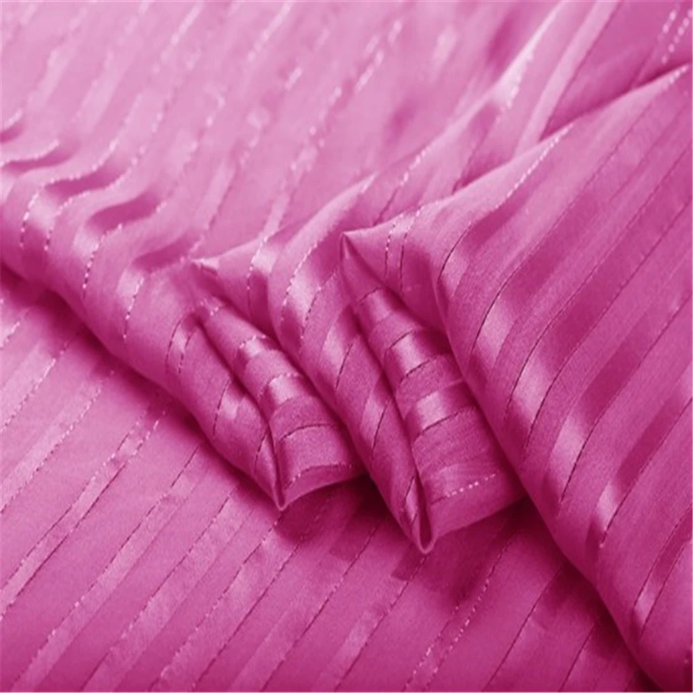Fashion Pure Silk Stripe Satin Fabric with Shiny Lurex in Dyeing Color