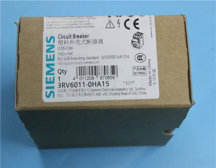 1pc Siemens 3RV6011-0HA15 0.55-0.8A circuit breaker free shipping | Безопасность и защита