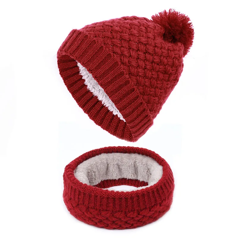 Бургундия Зимние шапки для мужчин Skullies Beanie шапка зимняя шапка для мужчин и женщин шерстяной шарф шапка s Набор Балаклава маска Gorras Bonnet вязаная шапка - Цвет: Бургундия