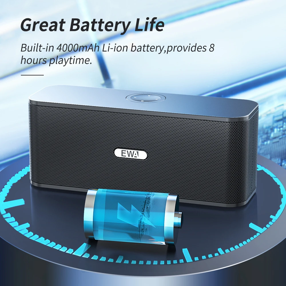 US $18.52 - 37.87 EWA W300 TWS Bluetooth Speakers Double Drivers 4000mAh Battery Loud Stereo Sound Wireless Portable Speaker For Outdoor Party