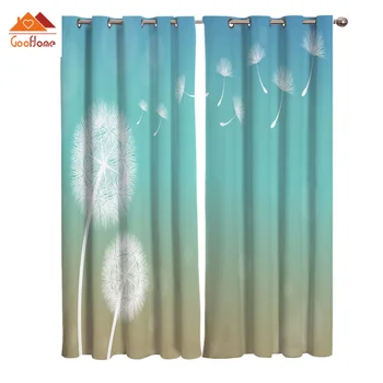 

White Dandelion Window Curtains Living Room Outdoor Fabric Drapes Curtain Home Decor