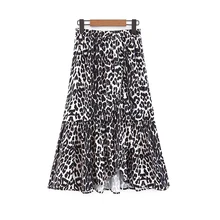 Faldas mujer moda летнее платье в богемном стиле с воланами, плиссированное миди юбка женская's Высокая талия с леопардовым принтом; юбка; Сезон Зима; плиссированная юбка