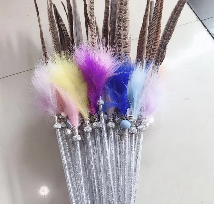 Usd1.65/pc игрушки для домашних животных котенок кошка тизер рыболовные палочки перо 20 шт./лот