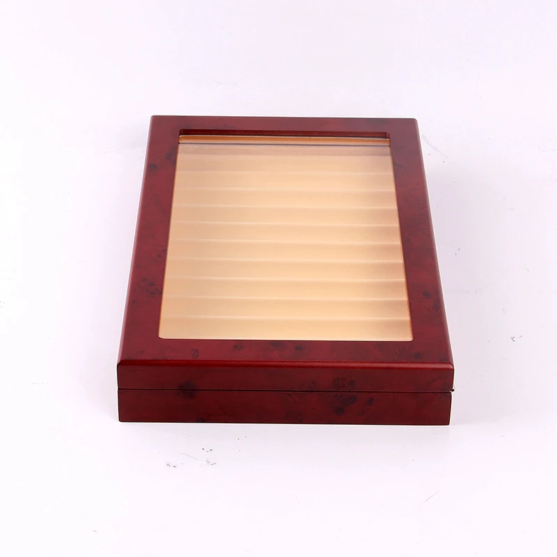 

12 Wooden Pen Box Display Storage Case Pen Holder Collector Organizer Box with Transparent Window