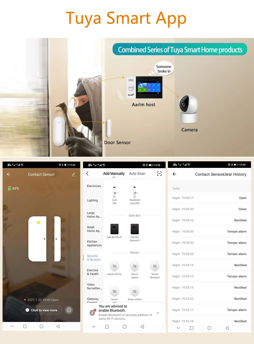 GauTone PB69 TUYA Smart Wifi Door Sensor Home Security Alert Security Alarm Window Detector APP Notification Smart Life
