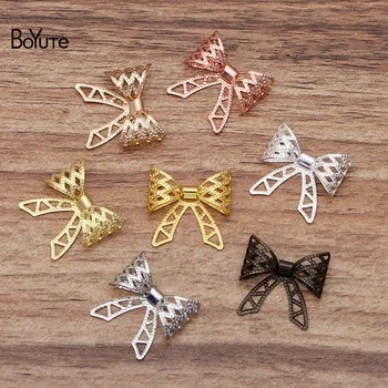 

BoYuTe (50 Pieces/Lot) 20MM Metal Brass Filigree Bowknot Findings Diy Hand Made Jewelry Making Accessories Wholesale