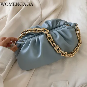 

Gold Chain Shoulder Bags For Women 2020 Luxury Cloud Bag Female Crossbody Messenger Handbags Lady Party Clutch W011