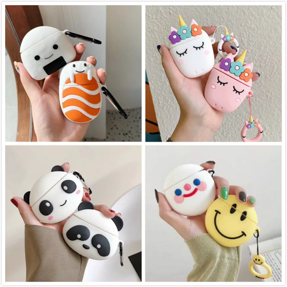 

3D Rabbit Earphone Case For Airpods Case Silicone Cover for Airpods 2 Case Panda Headphone Earbuds Earpods Case Cover Ring Strap