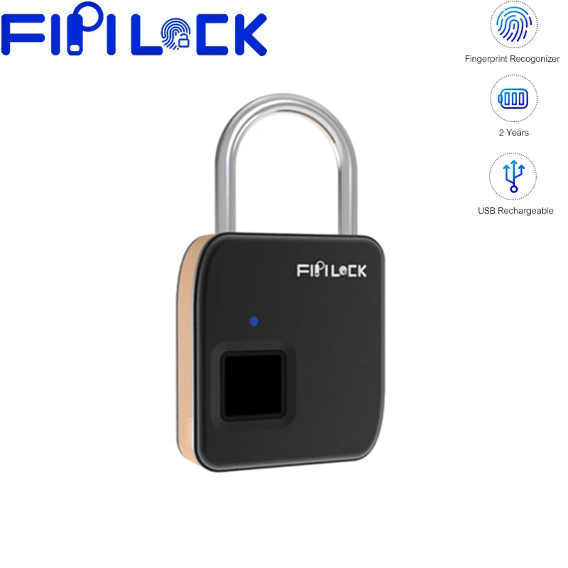 

Fipilock Security Keyless USB Rechargeable Door Lock Fingerprint Smart Padlock Quick Unlock Zinc Alloy Metal FL-S3