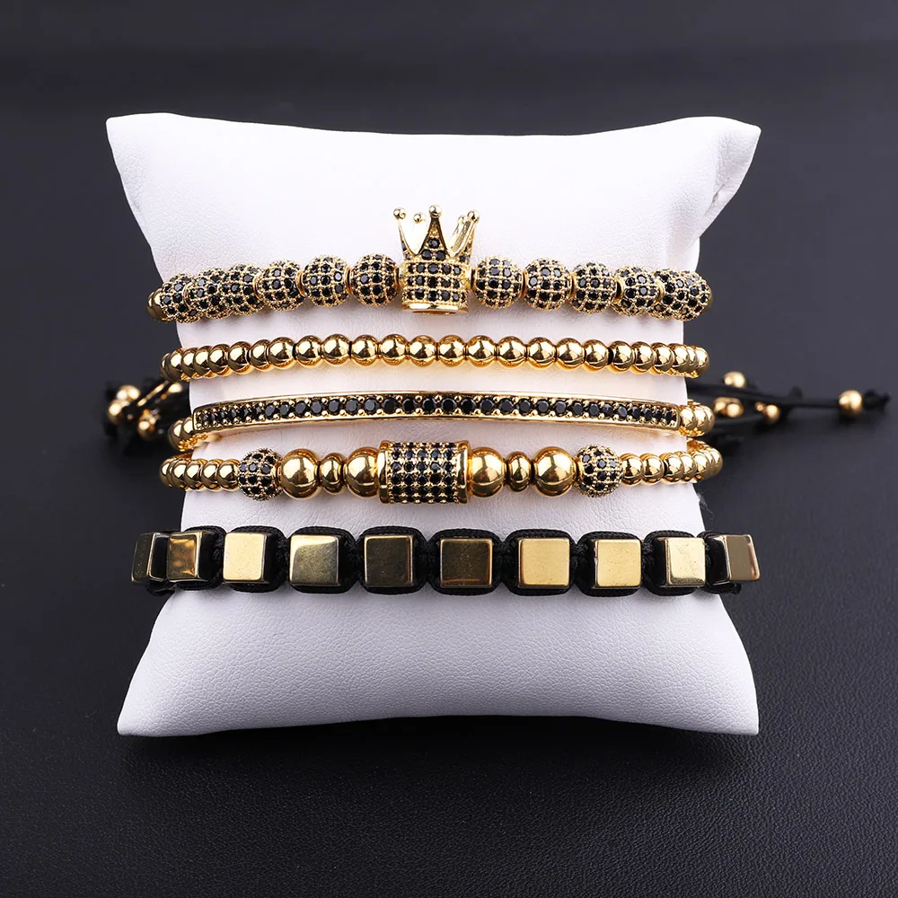 JARAVVI High Quality New Luxury CZ Pave Charm Stainless Steel Beads Macrame Friendship Bracelet Men Jewelry Gift - Image 2